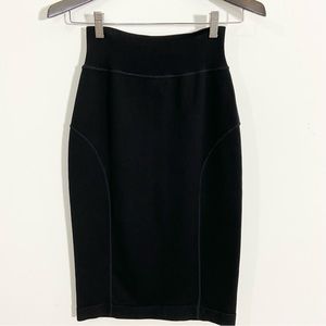 Wolford Black Knit High Waist Wool Cotton Blend Pencil Skirt